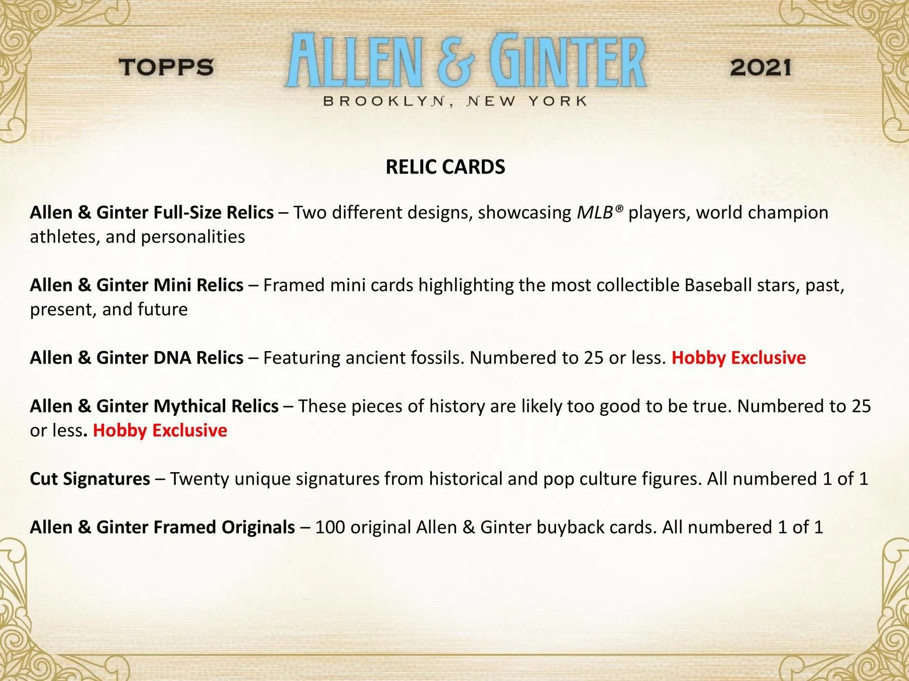 2021 Topps Allen & Ginter Baseball Hobby Box 24 Packs Per Box, 8 Cards Per Pack