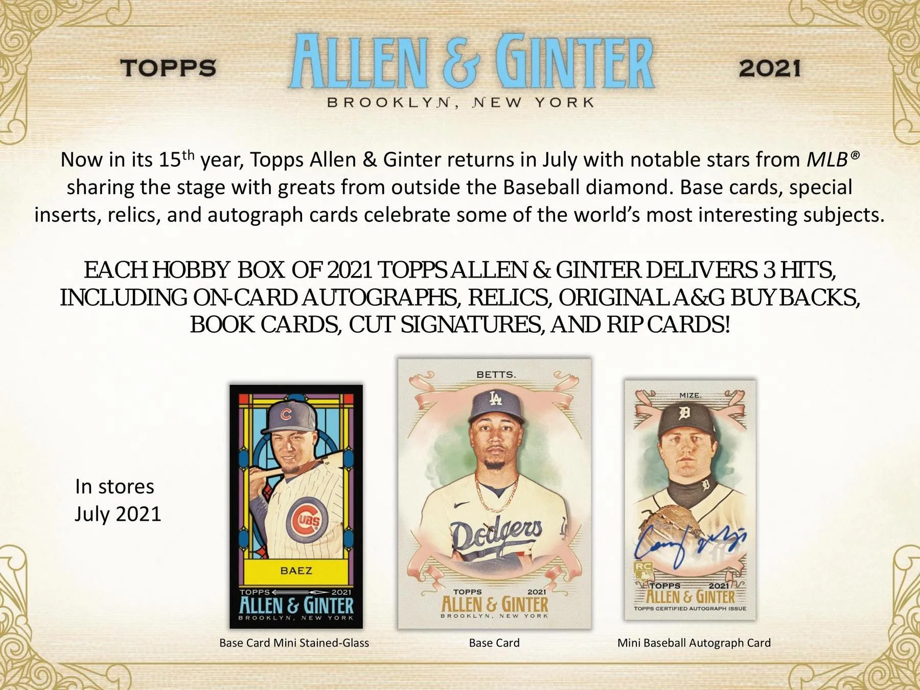 2021 Topps Allen & Ginter Baseball Hobby Box 24 Packs Per Box, 8 Cards Per Pack