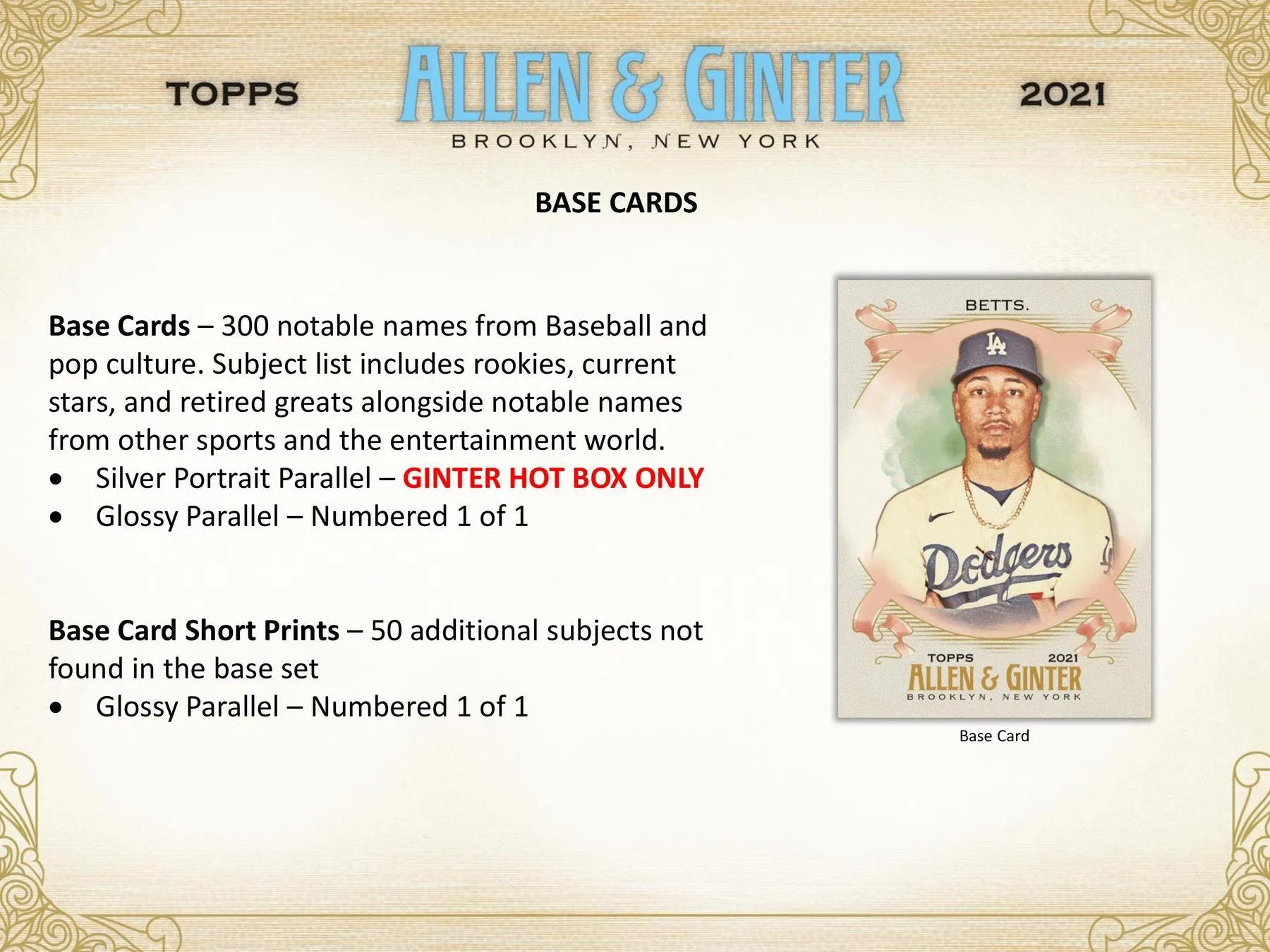 2021 Topps Allen & Ginter Baseball Hobby Box 24 Packs Per Box, 8 Cards Per Pack