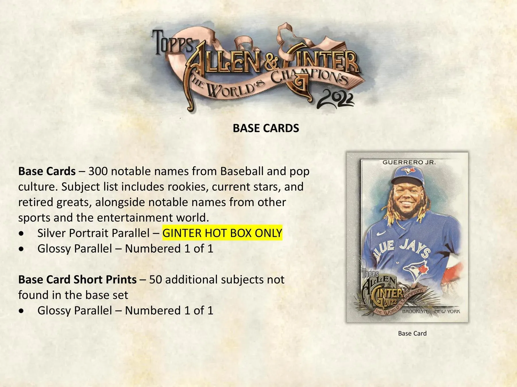 2022 Topps Allen & Ginter Baseball Hobby Box 24 Packs Per Box, 8 Cards Per Pack