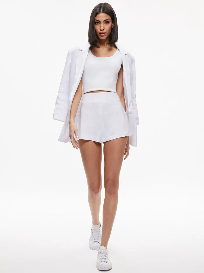 Alice   Olivia - Donald High Waisted Linen Short - White