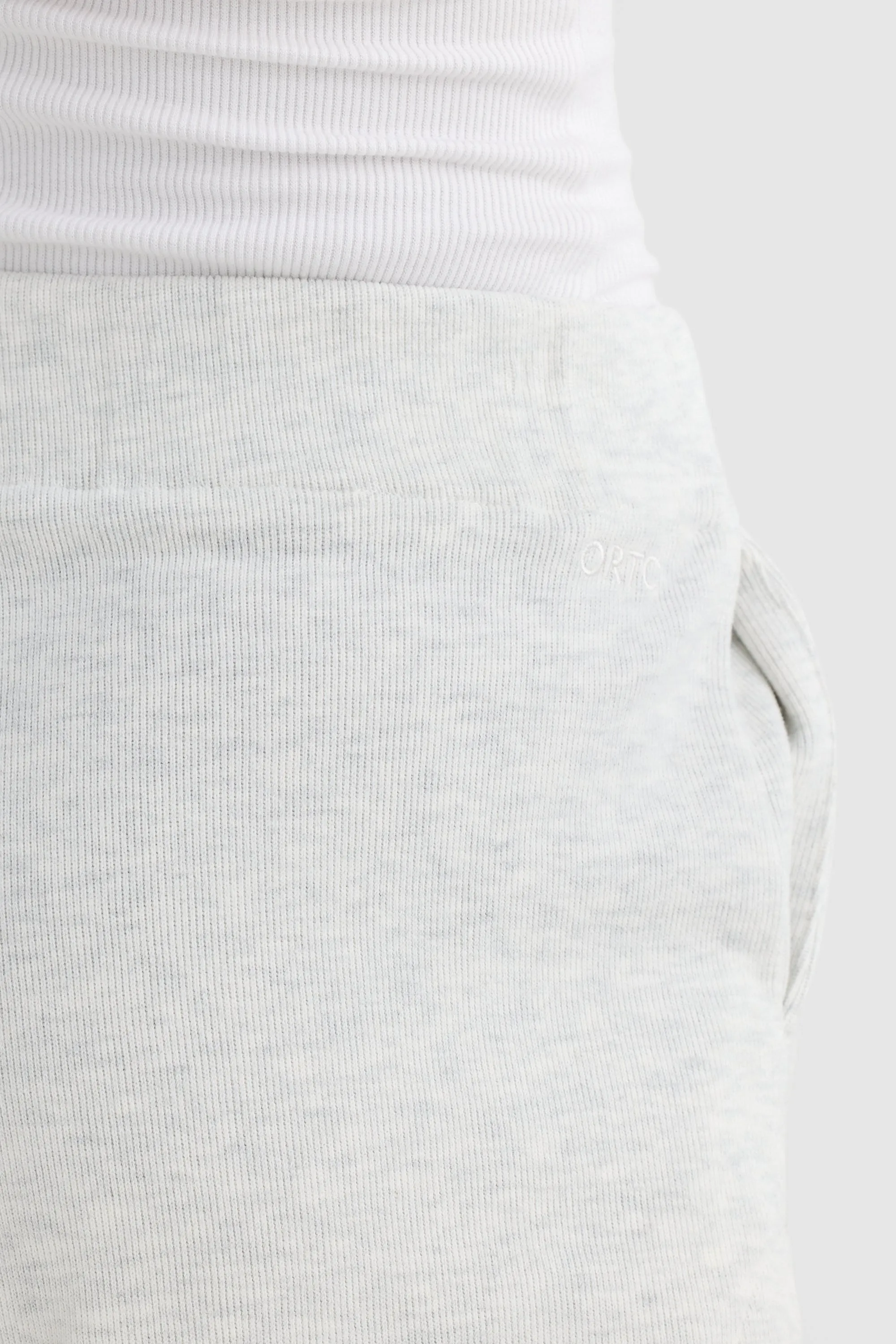 Ava Curved Hem Shorts White Marle