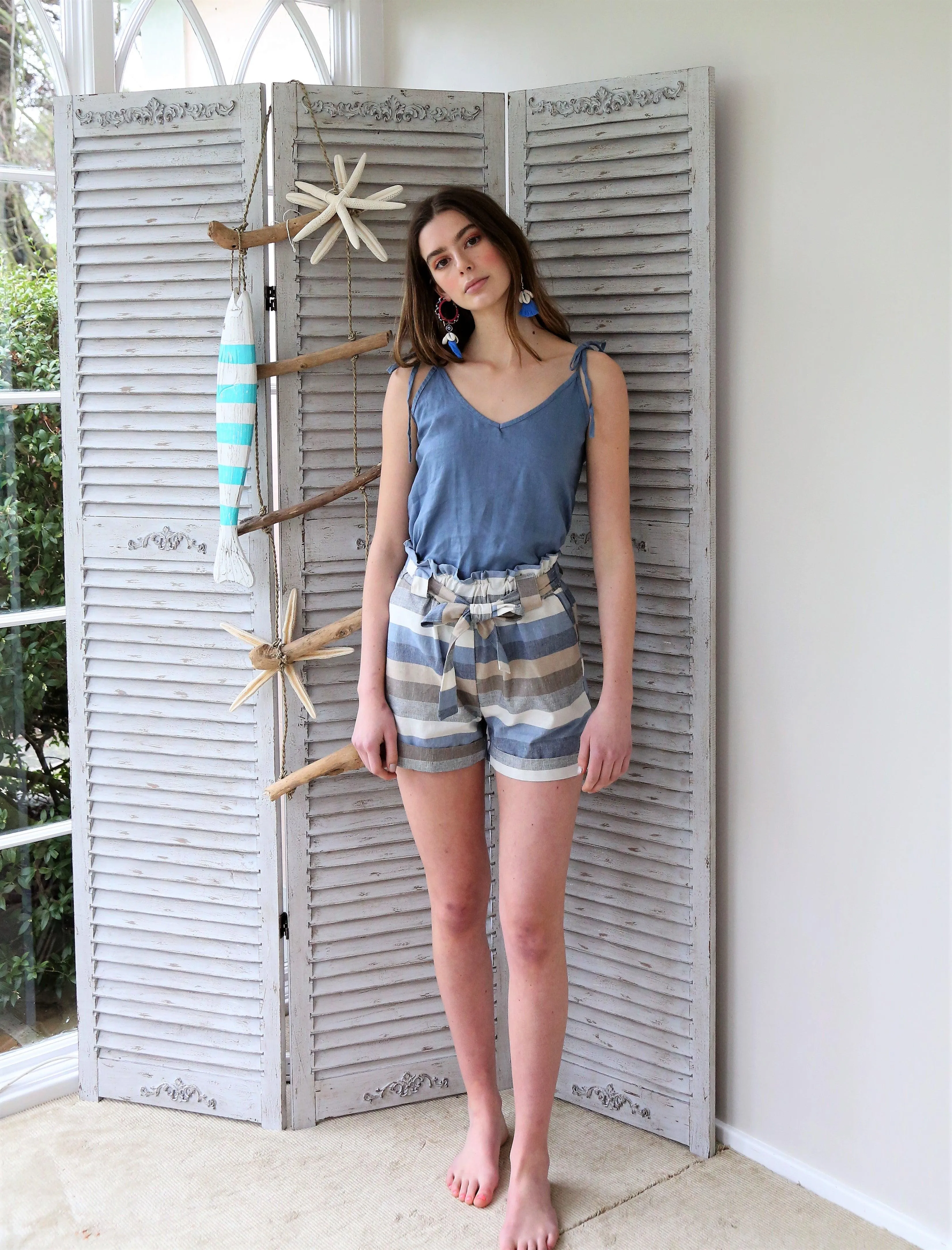 Blue Linen Cami top