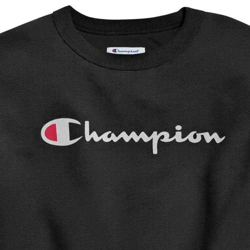 CHAMPION Powerblend Crewneck Sweatshirt Classic Script Logo - Black