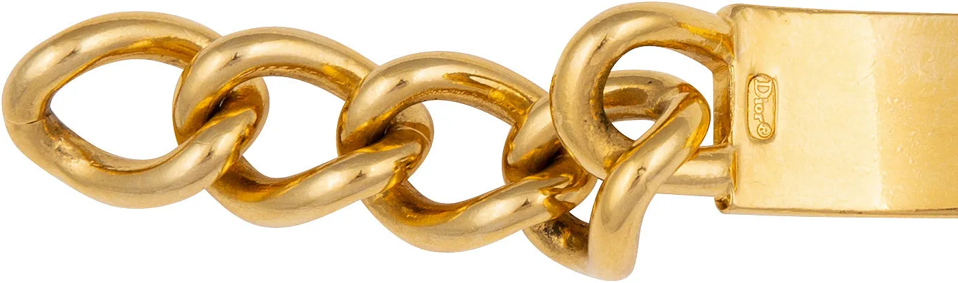 Christian Dior Fall 2000 Chunky Gold ID Logo Bracelet