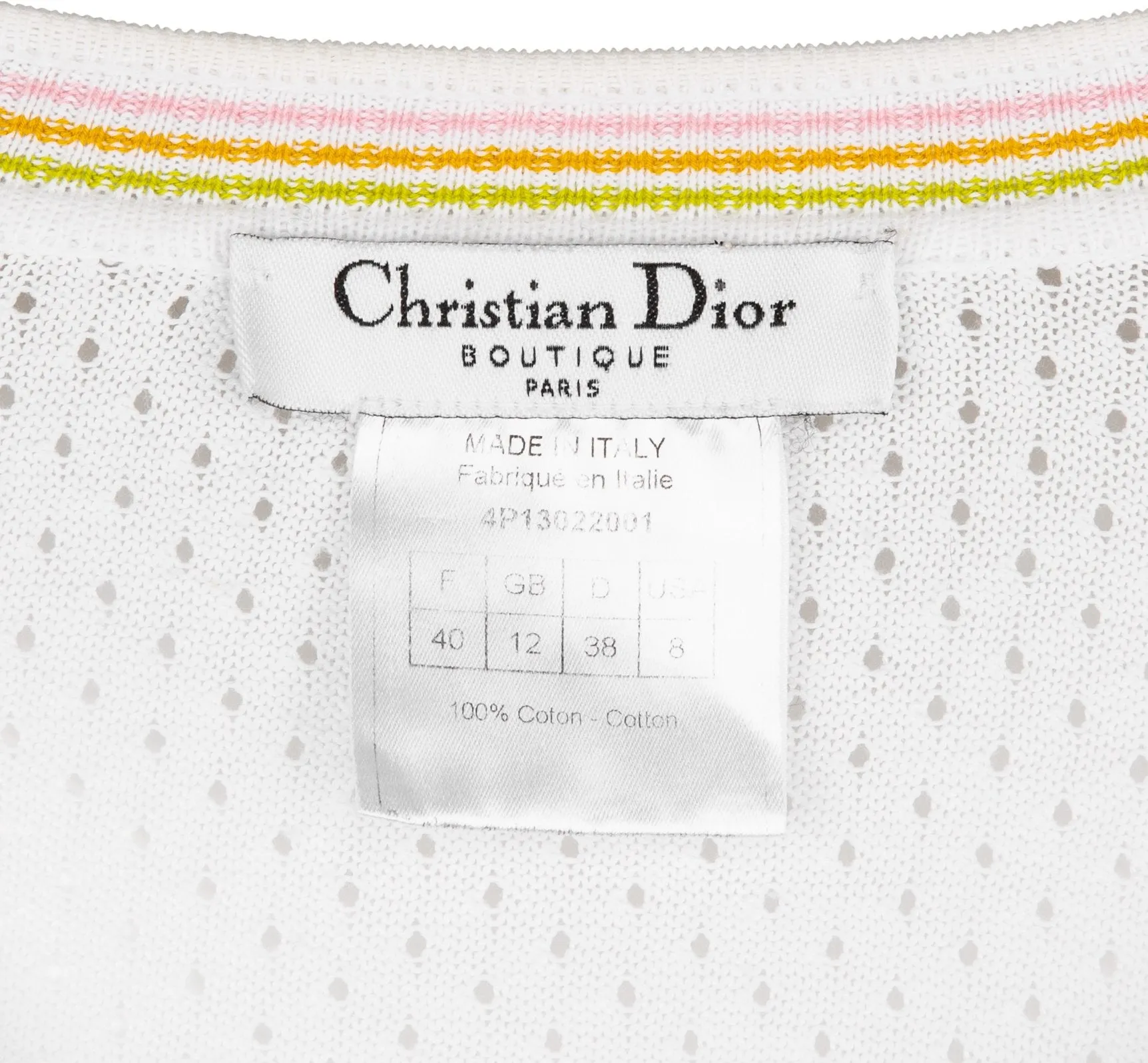 Christian Dior Mesh Logo Zip Top