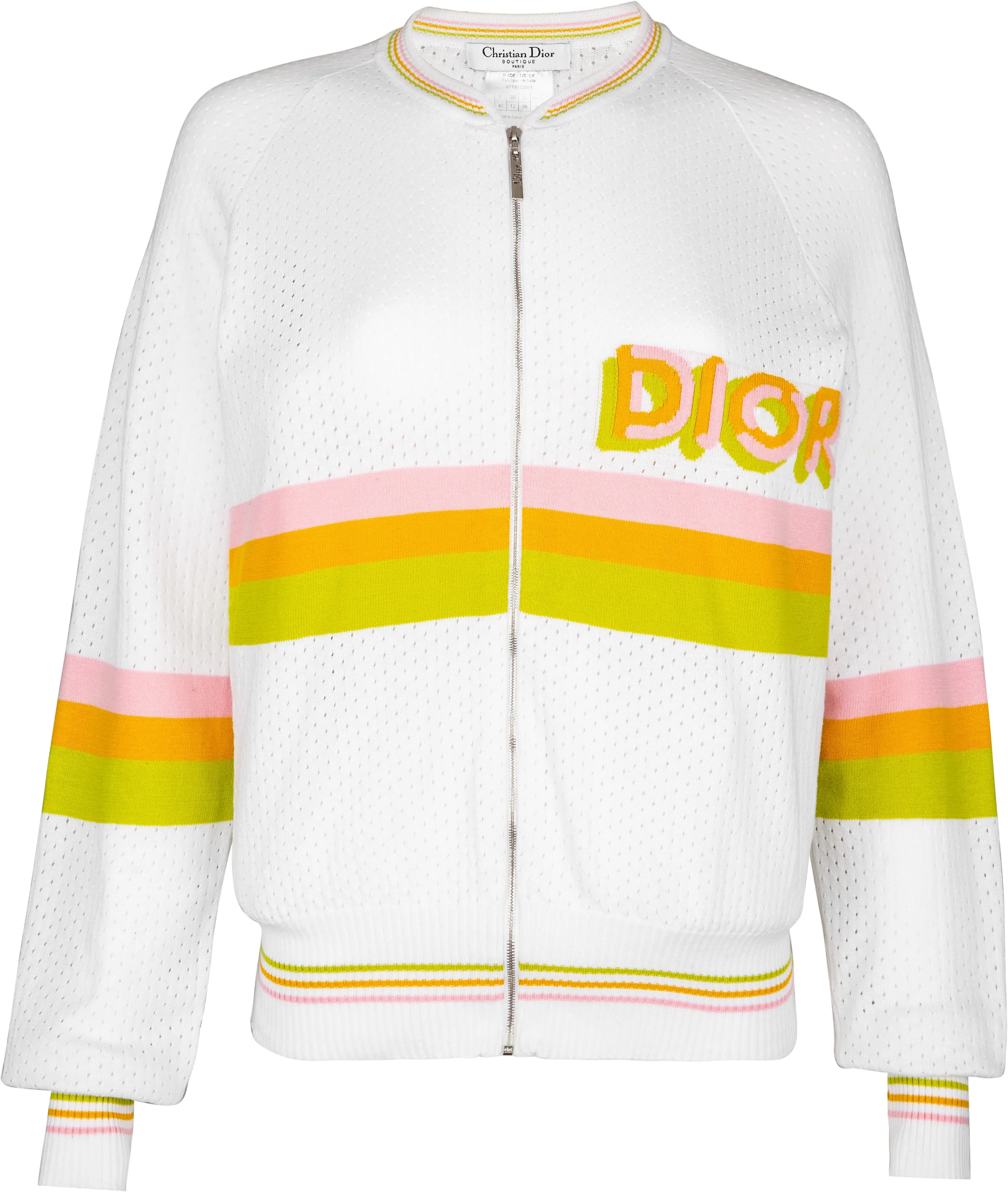 Christian Dior Mesh Logo Zip Top