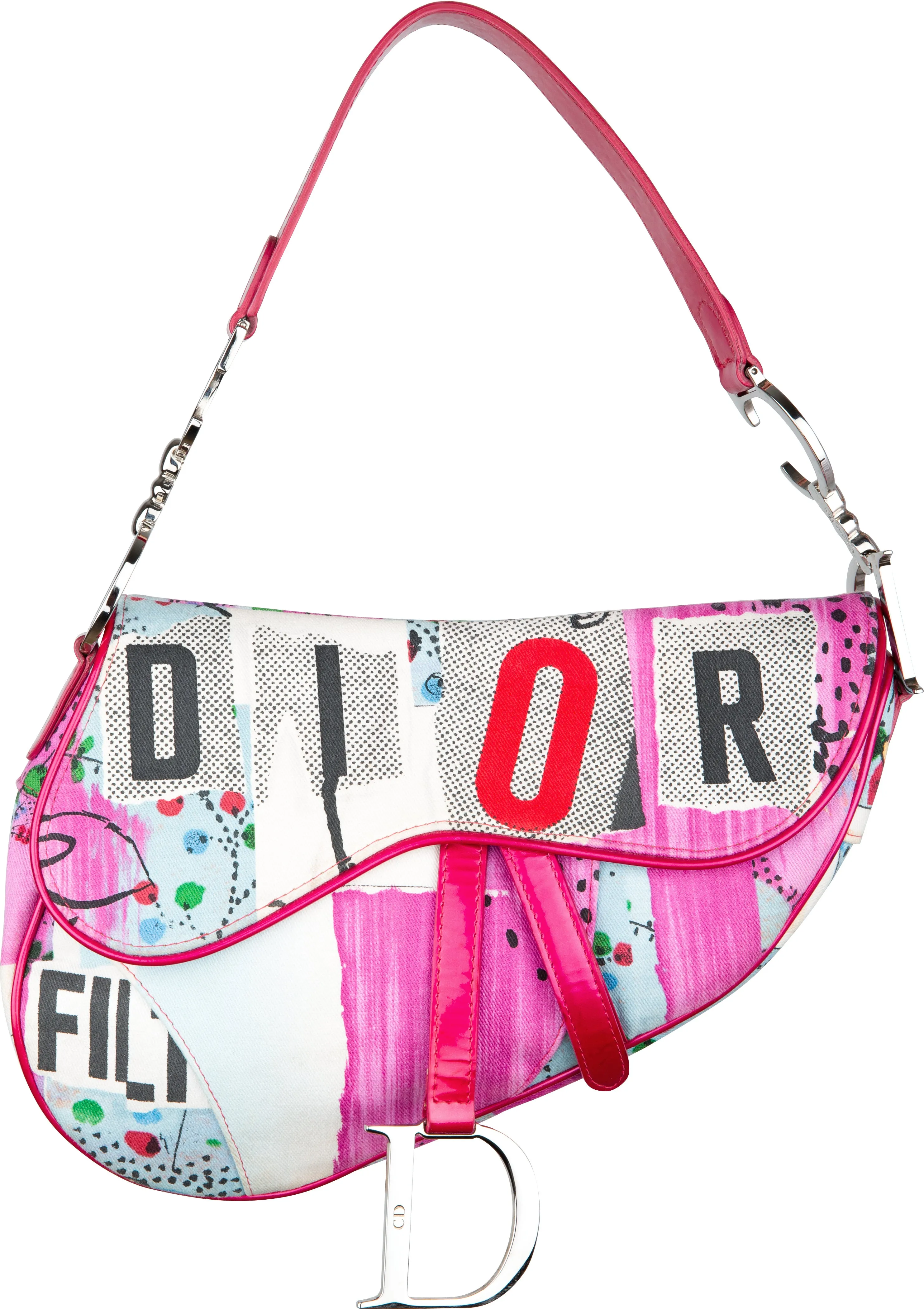 Christian Dior Spring 2003 Logo Printed Saddle Bag