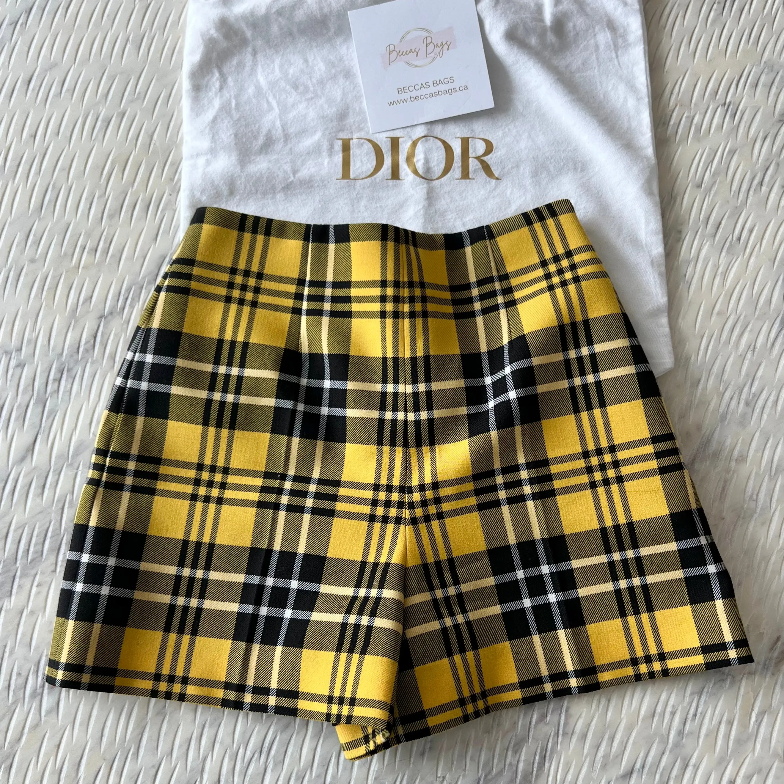 Christian Dior Yellow Plaid Shorts