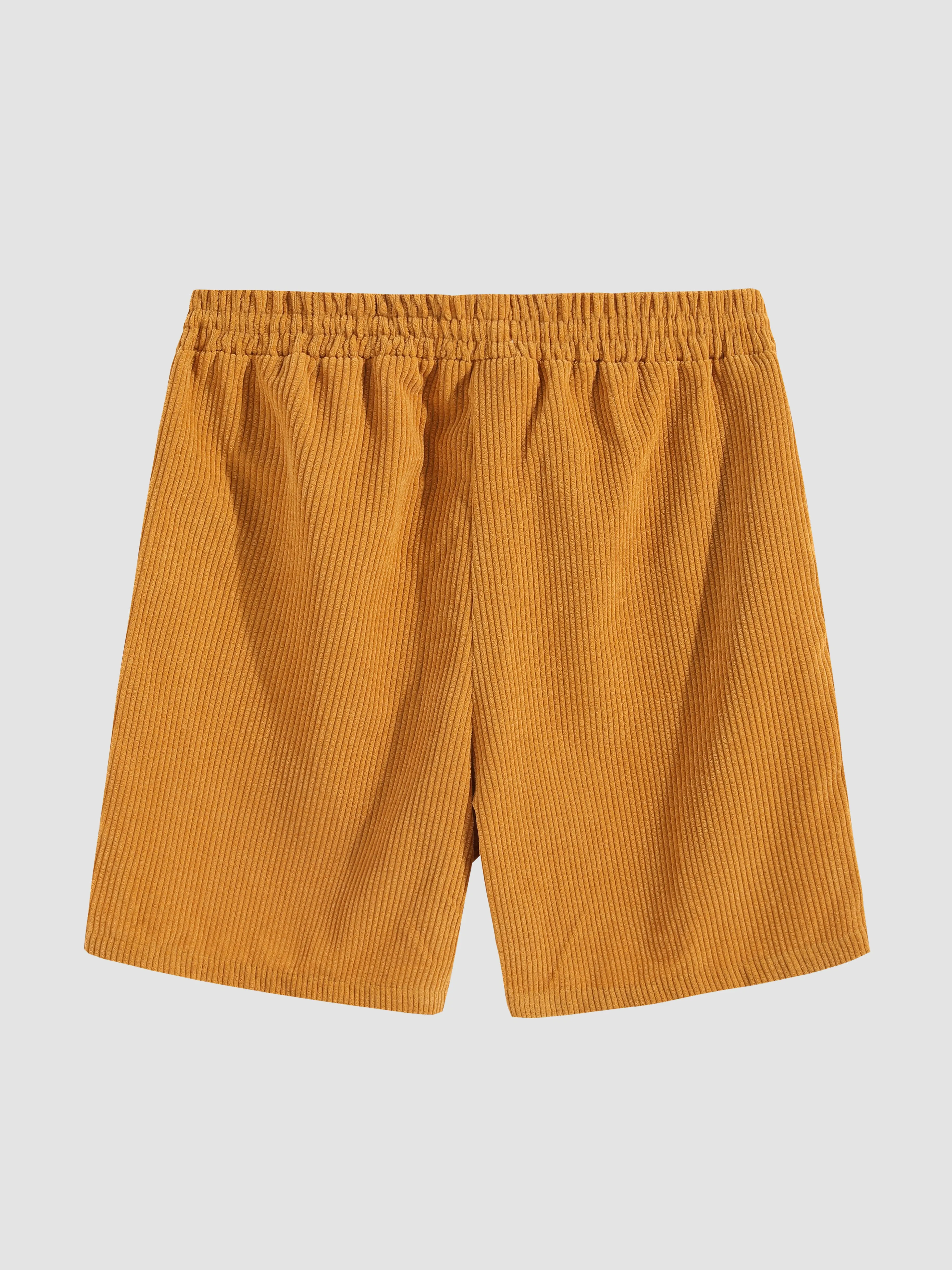 Corduroy Short Sleeved Revere Collar Shirt & Corduroy Drawstring Shorts