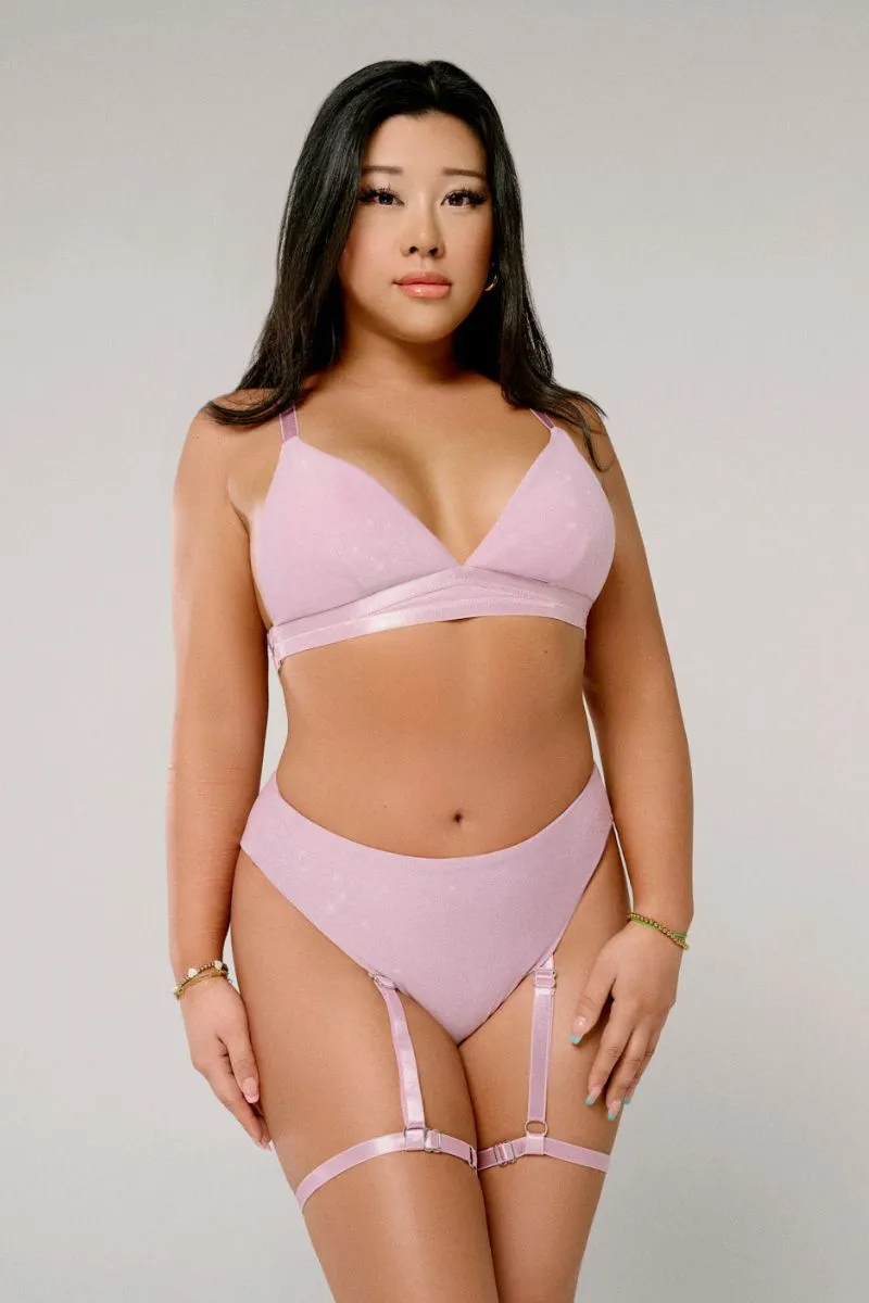 CXIX Cora High Waisted Bottoms with Garter - Aurora Pink