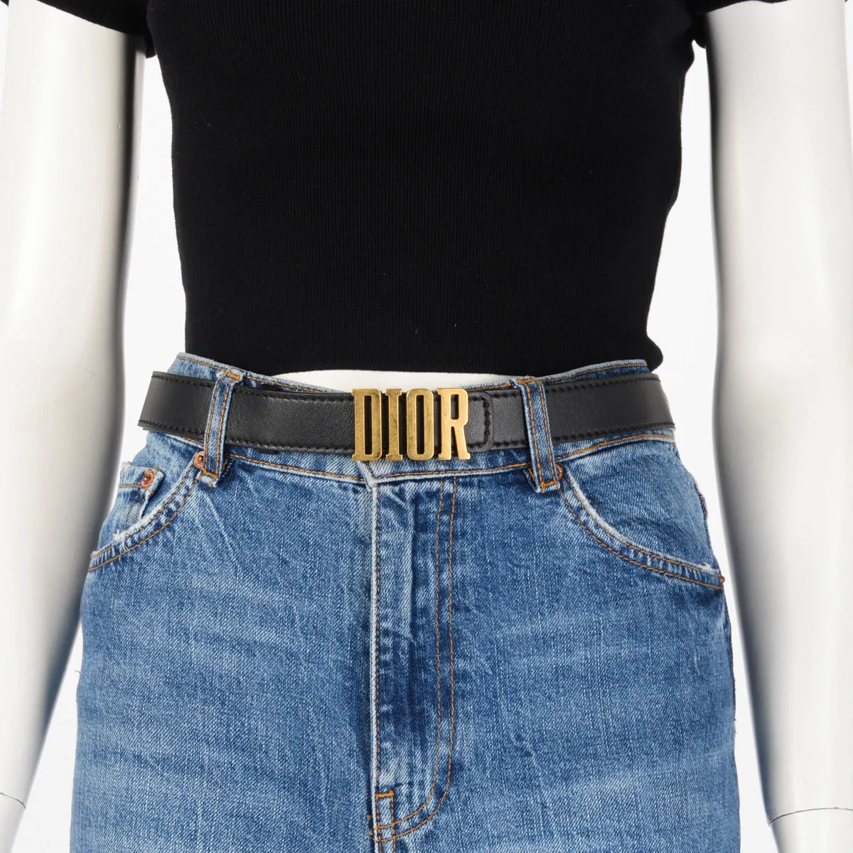 Dior Black Calfskin D-Fence Belt