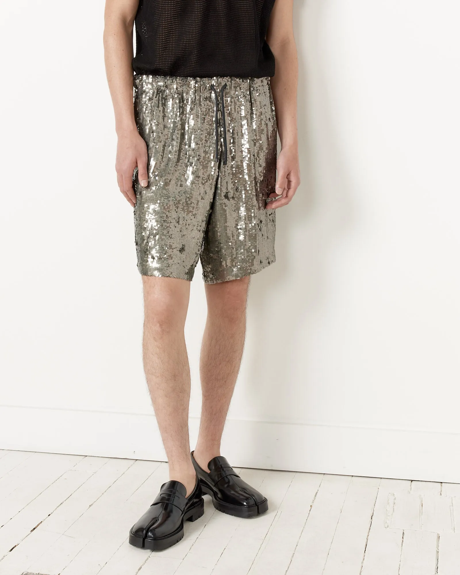 Embellished Shorts in Silver