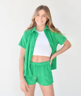 FBZ Girls Green Terry Shorts