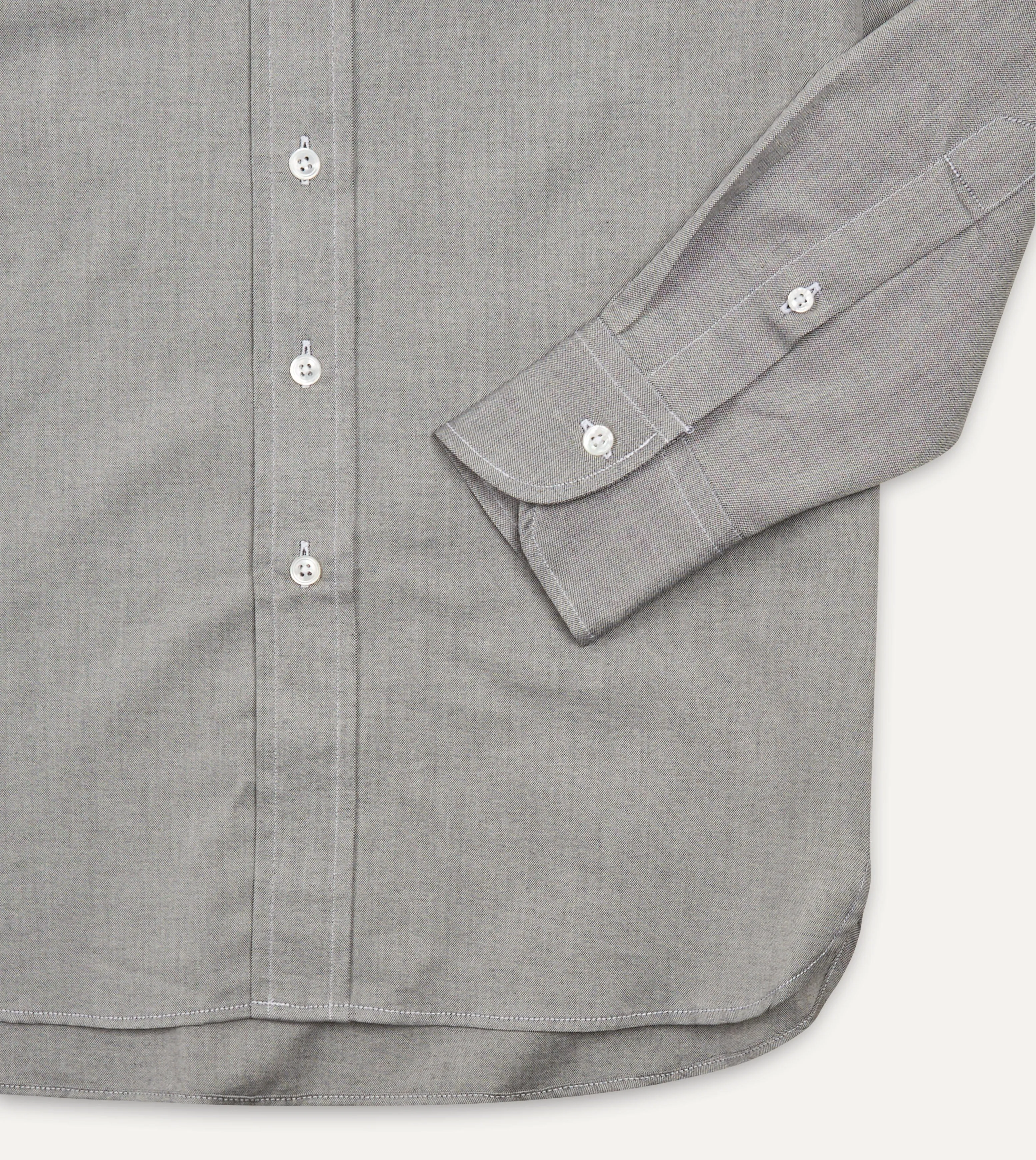 Grey Pinpoint Oxford Cotton Cloth Button-Down Shirt