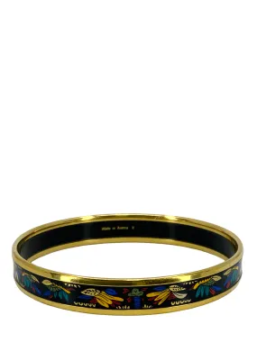 HERMES Botanical Printed Enamel Narrow Bracelet 65