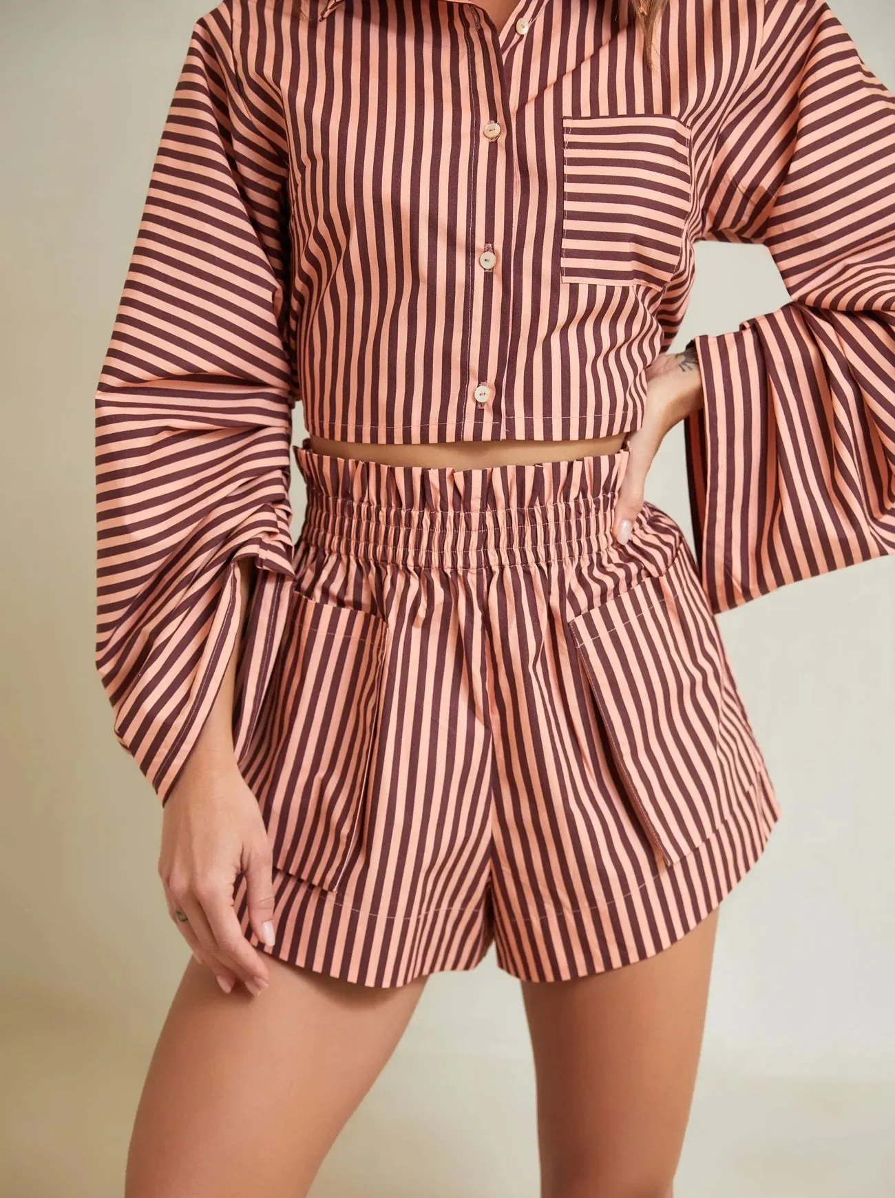 Hevron - Mira Short - Oxblood Stripe