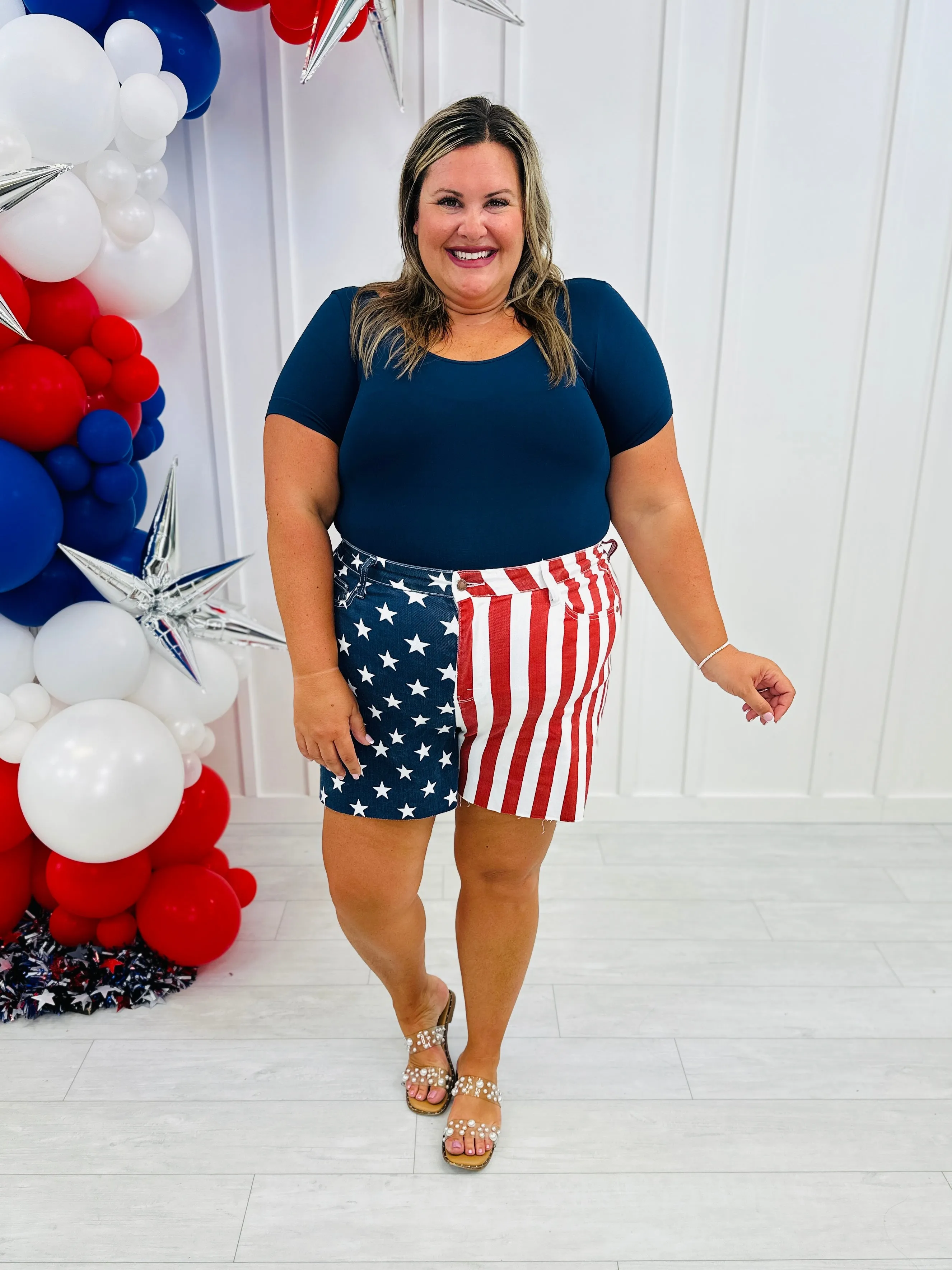 Judy Blue REG/CURVY Party in the U.S.A. Flag Shorts