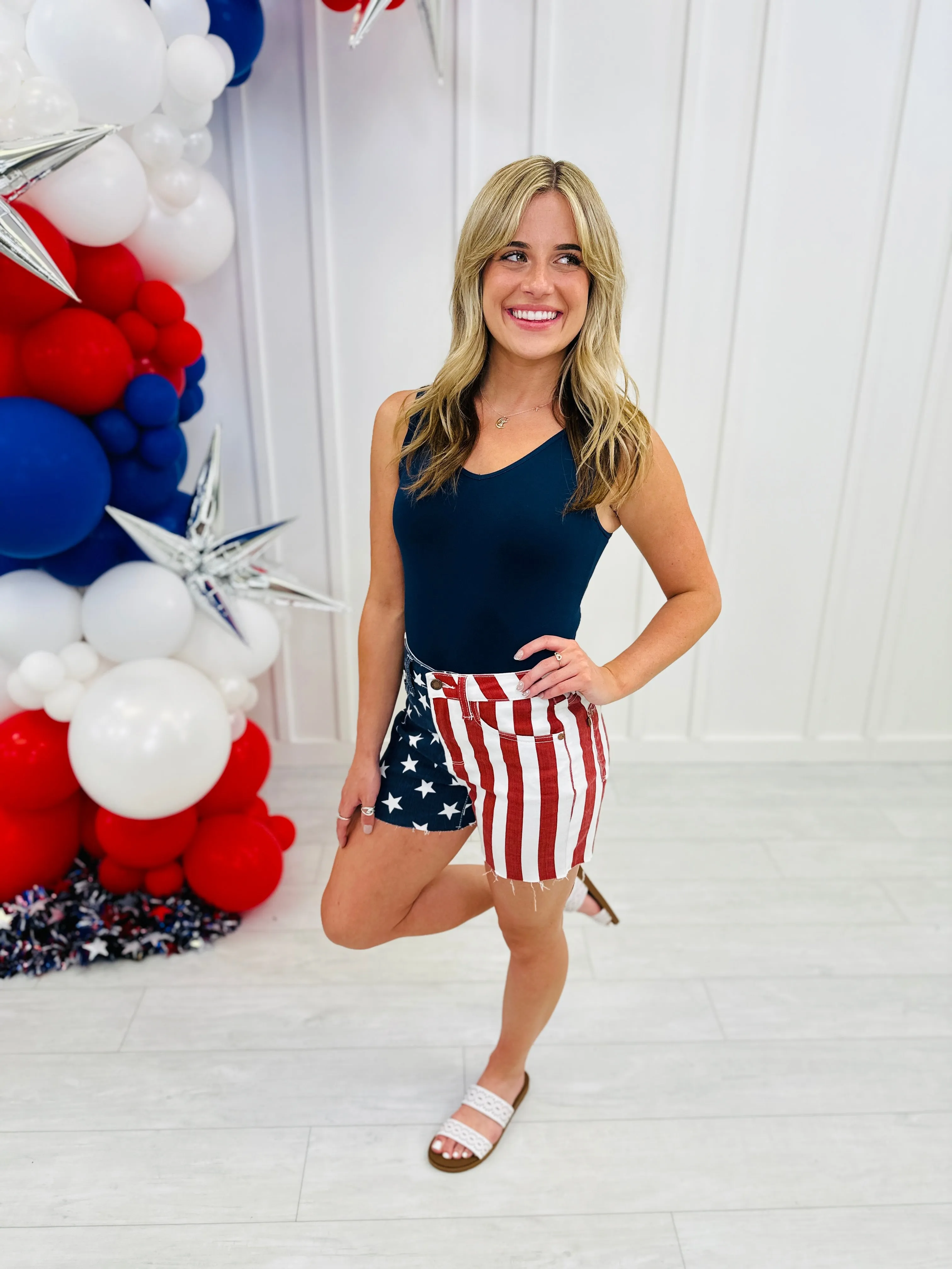 Judy Blue REG/CURVY Party in the U.S.A. Flag Shorts