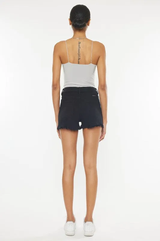 LA High Rise Black Denim Shorts