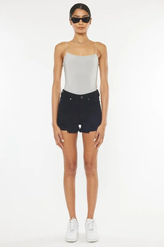 LA High Rise Black Denim Shorts