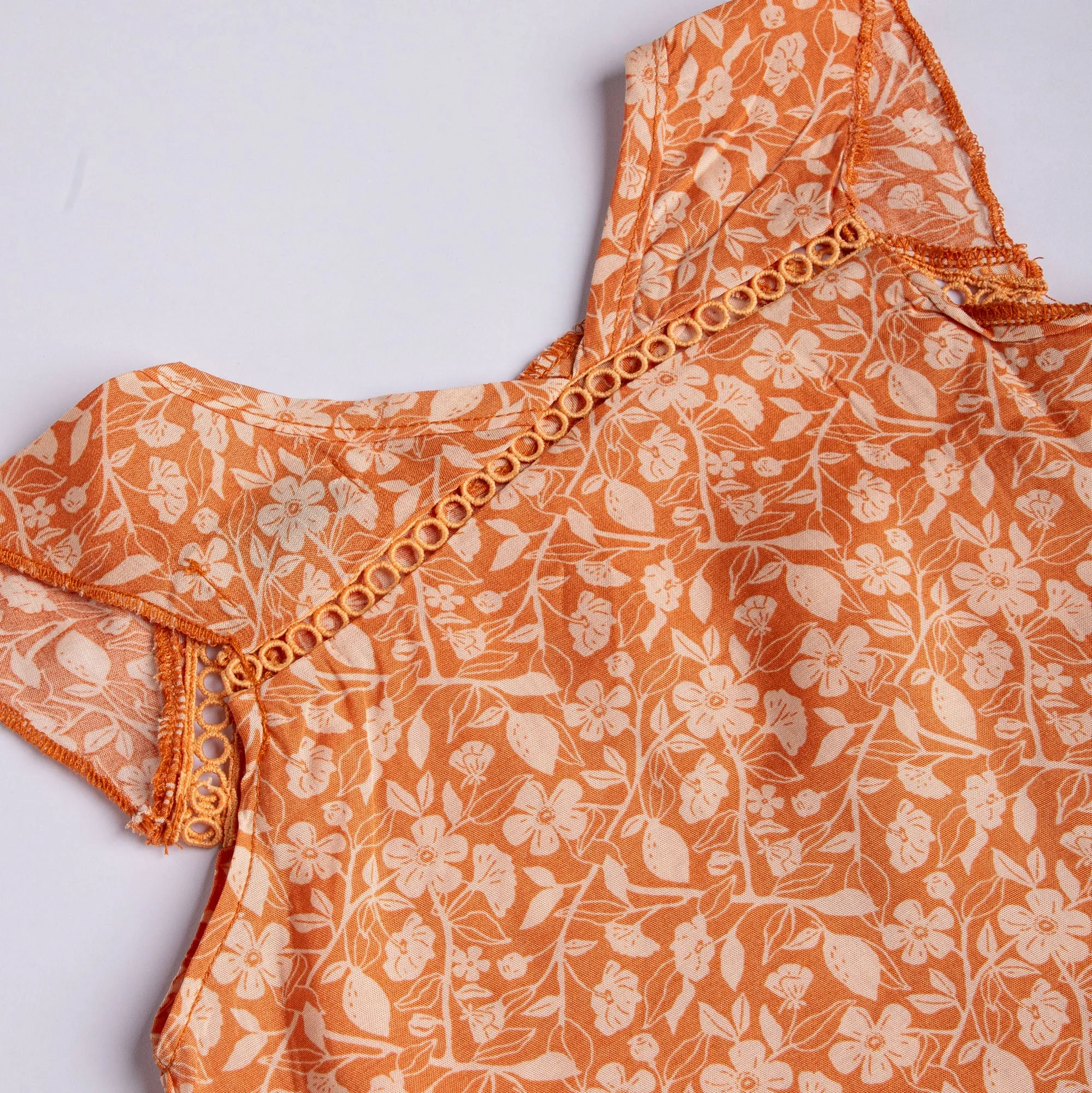 Orange Flower Print Top