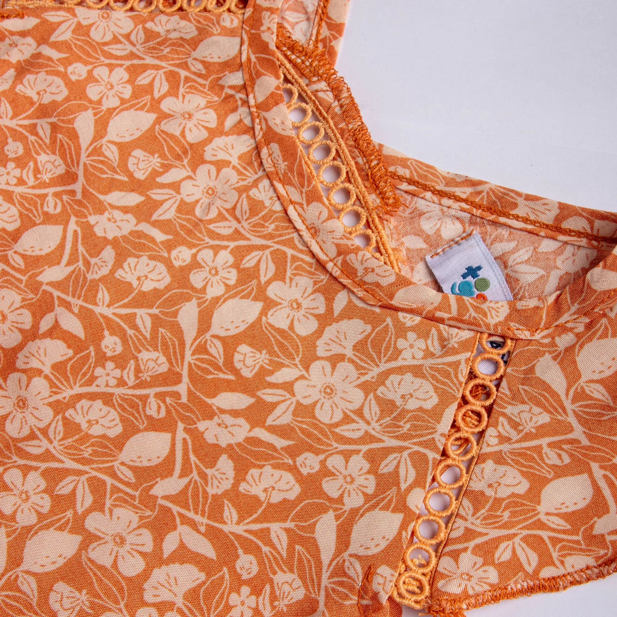 Orange Flower Print Top