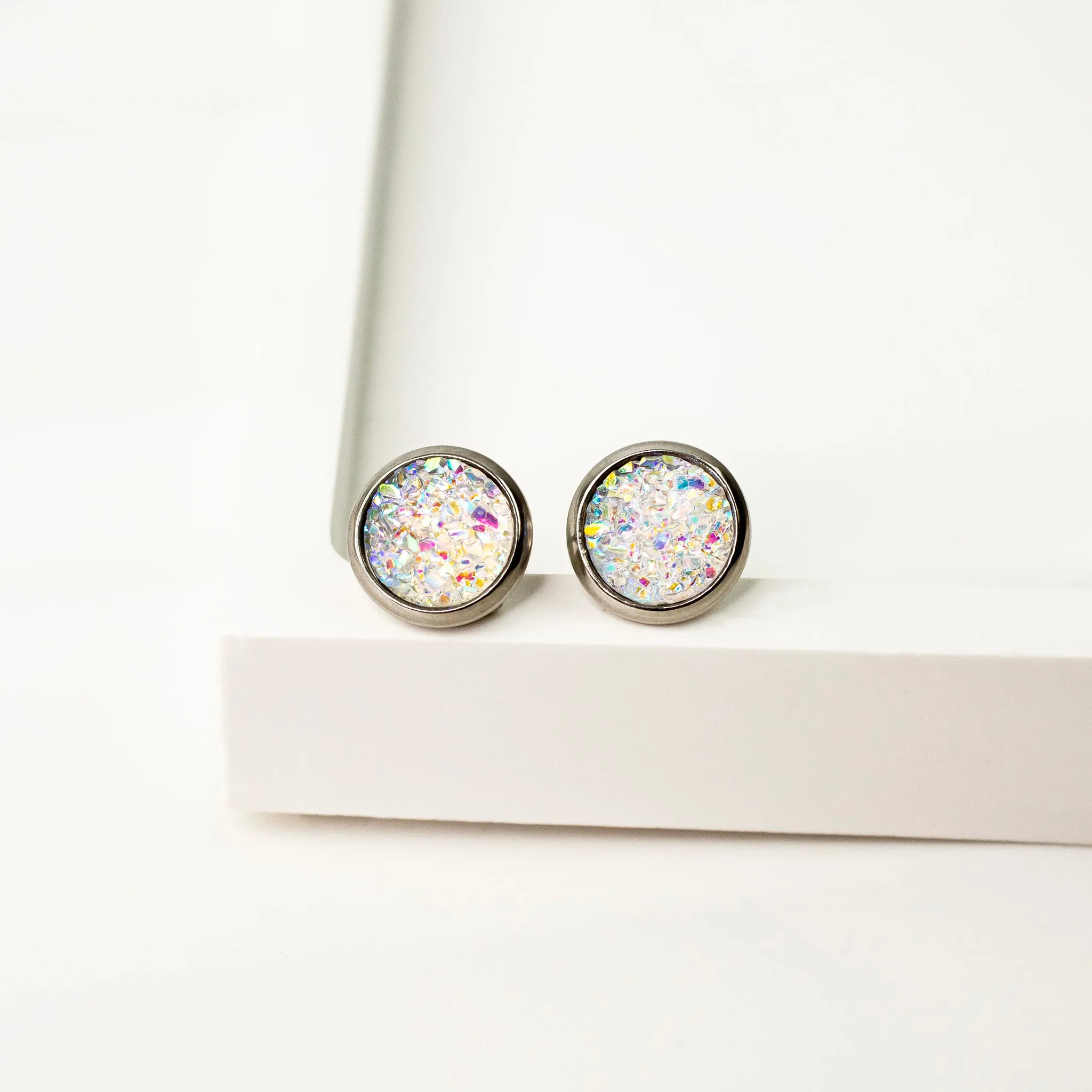 Prism Iridescent Druzy Stud Earrings