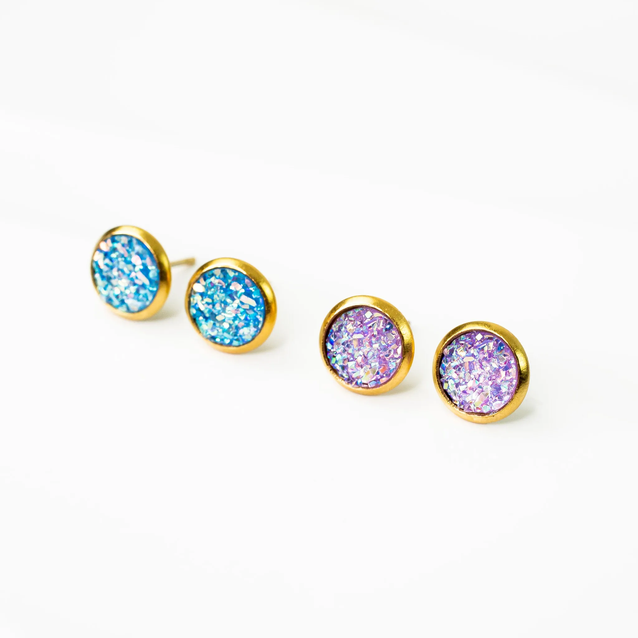 Prism Iridescent Druzy Stud Earrings