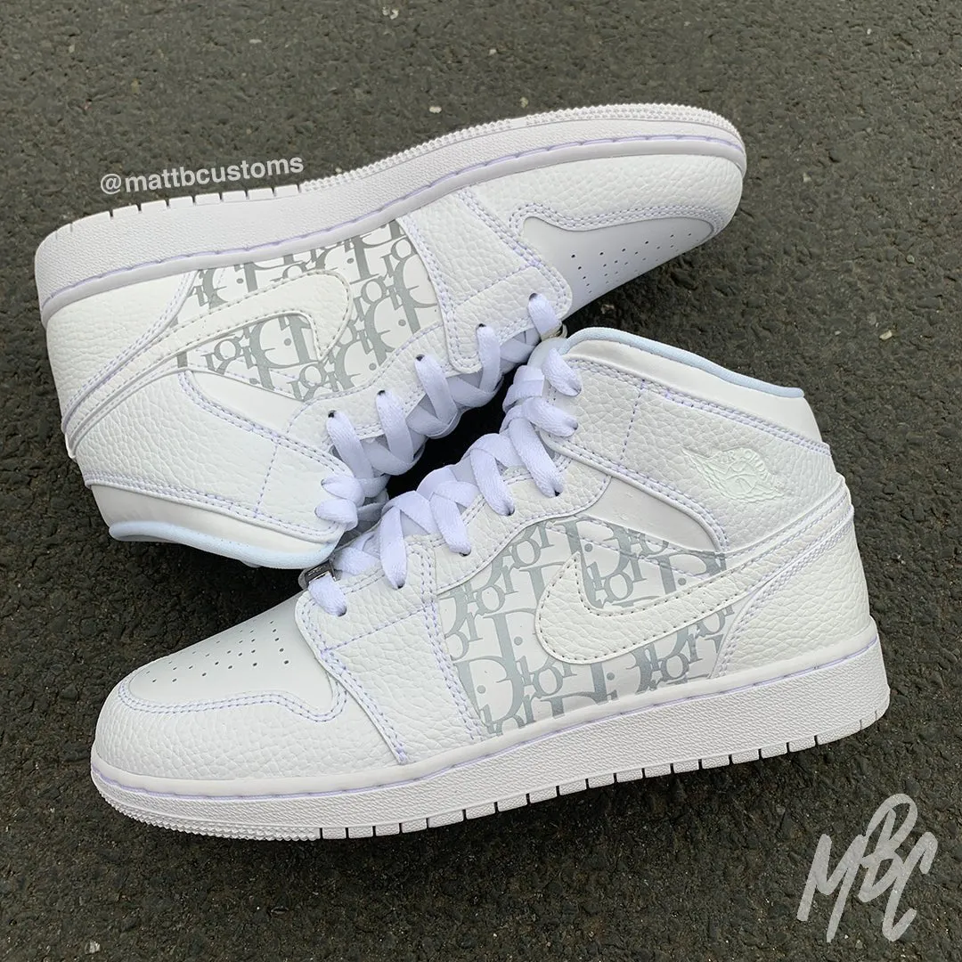 Reflective Oblique Monogram - Jordan 1 Mid Custom