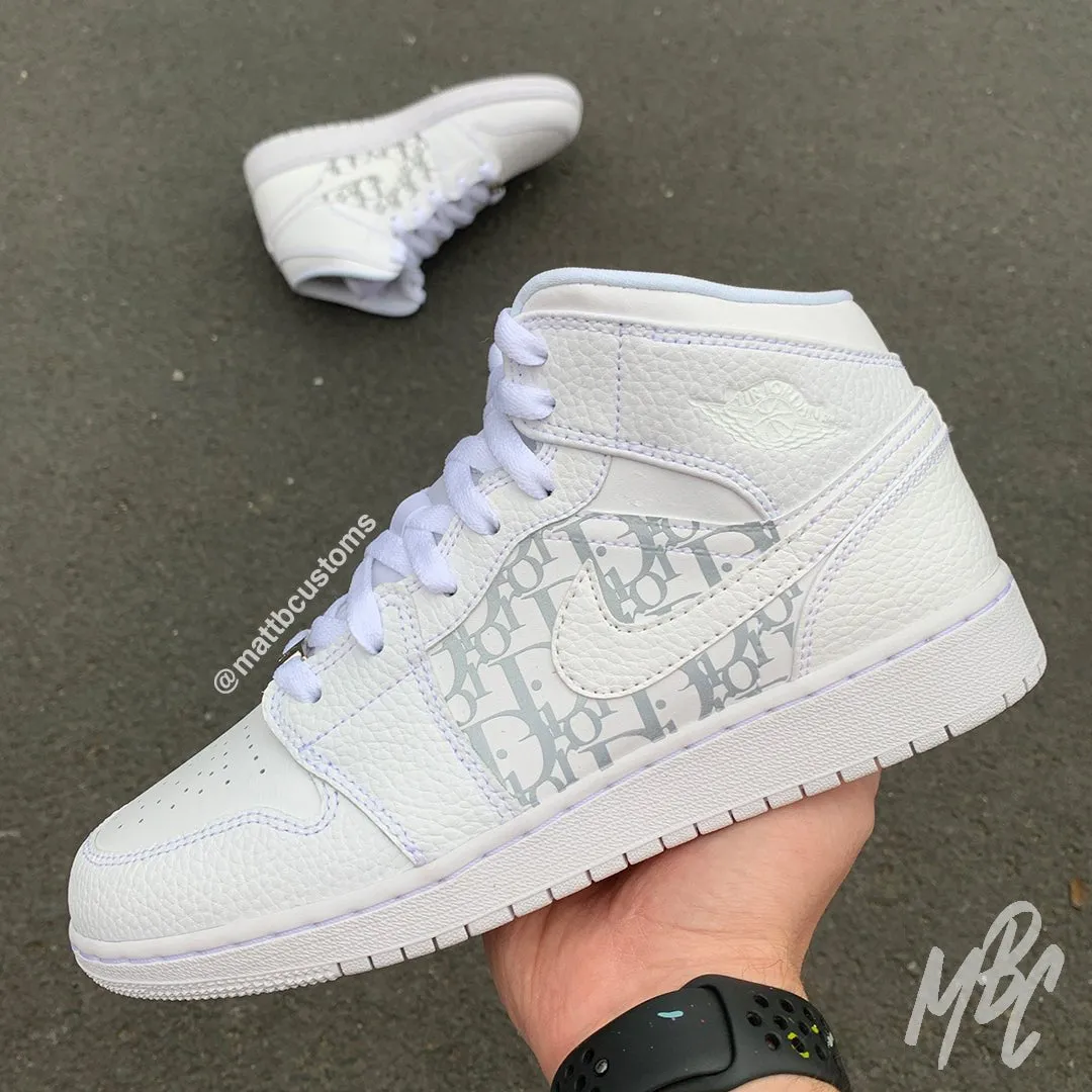 Reflective Oblique Monogram - Jordan 1 Mid Custom