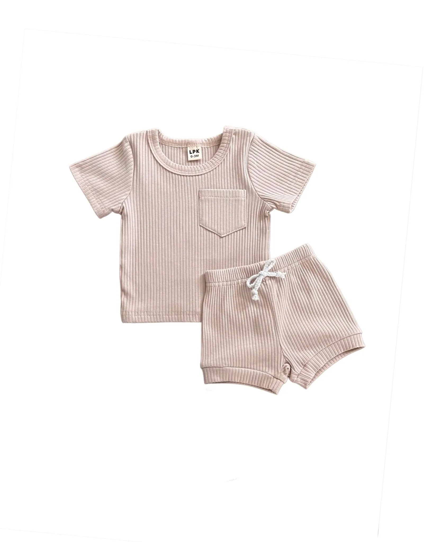 Ribbed Shorts Set | Latte