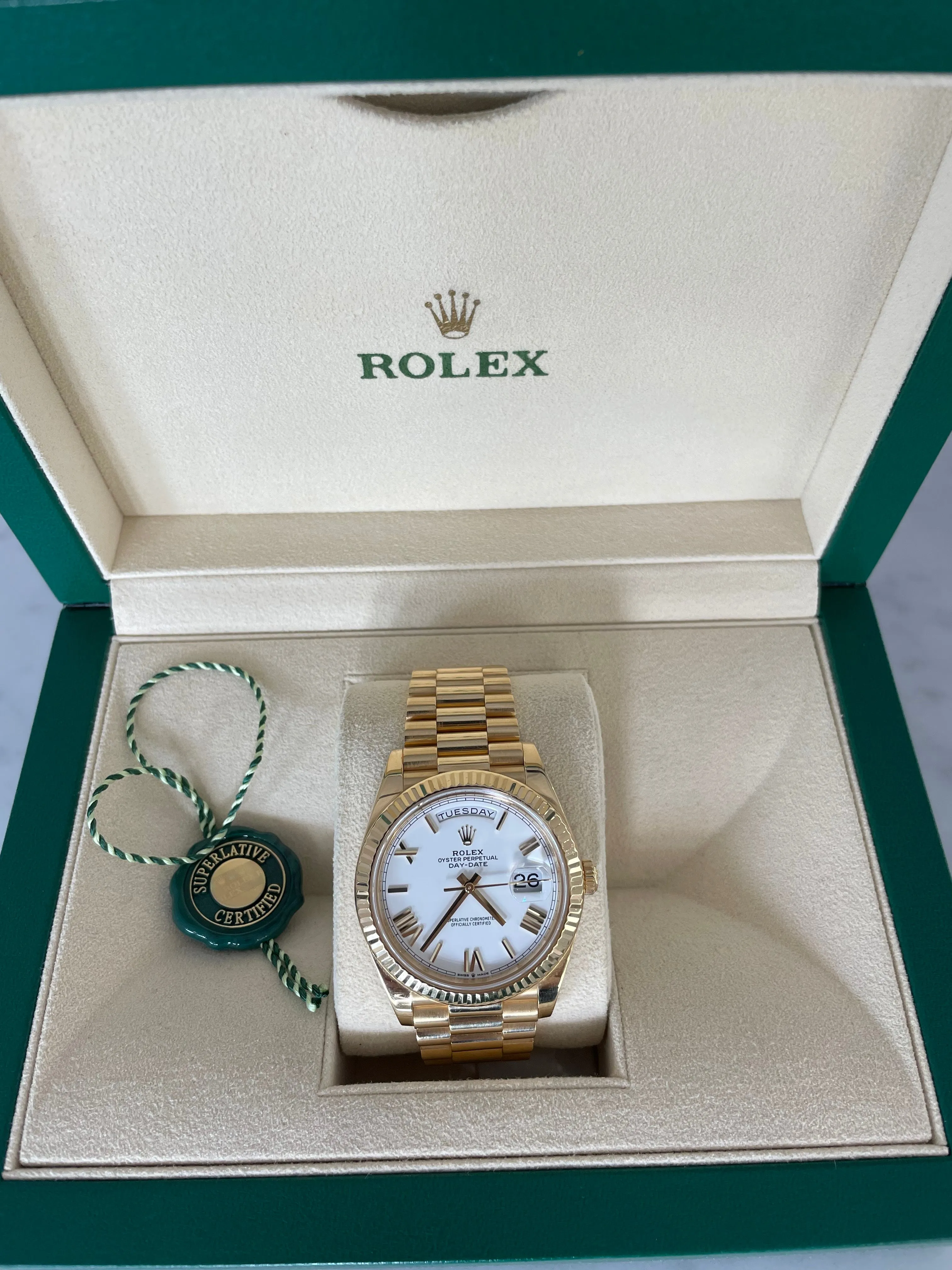 Rolex Day-Date Yellow Gold White Face 228238