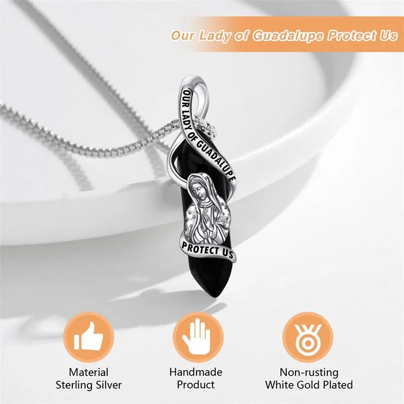 Saint Michael Necklace 925 Sterling Silver Pendant Crystal Catholic Religion Protection Jewelry Gifts for Women Men