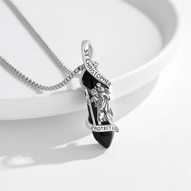 Saint Michael Necklace 925 Sterling Silver Pendant Crystal Catholic Religion Protection Jewelry Gifts for Women Men