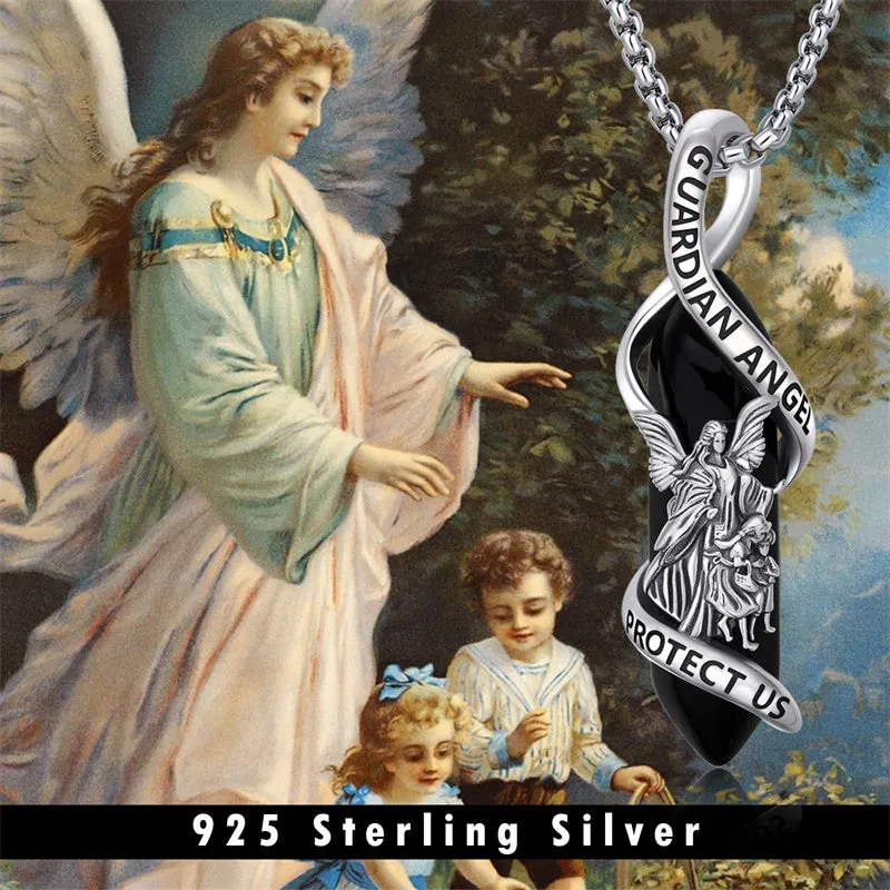 Saint Michael Necklace 925 Sterling Silver Pendant Crystal Catholic Religion Protection Jewelry Gifts for Women Men