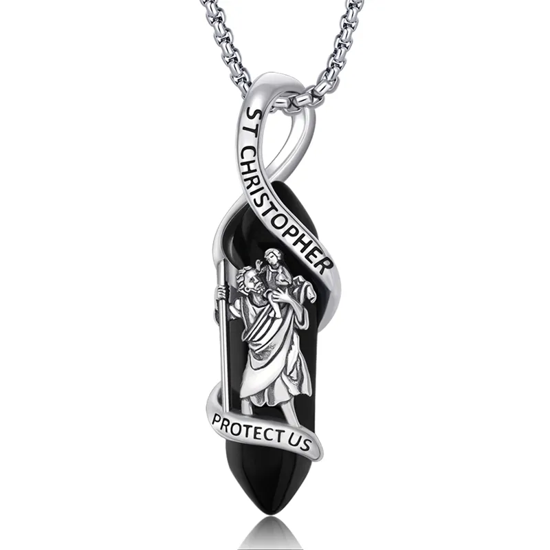 Saint Michael Necklace 925 Sterling Silver Pendant Crystal Catholic Religion Protection Jewelry Gifts for Women Men