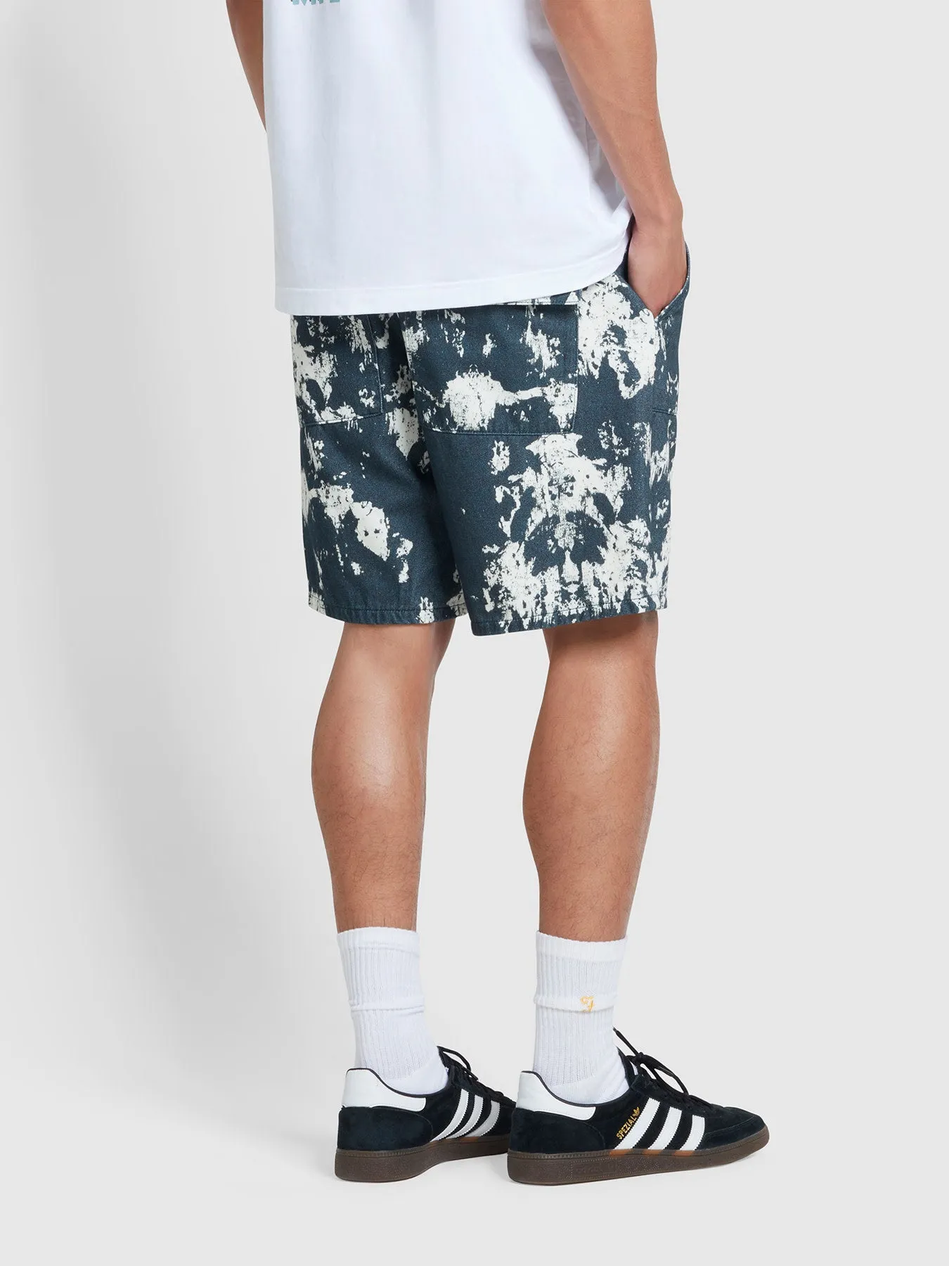 Sepel Patch Print Twill Shorts In True Navy