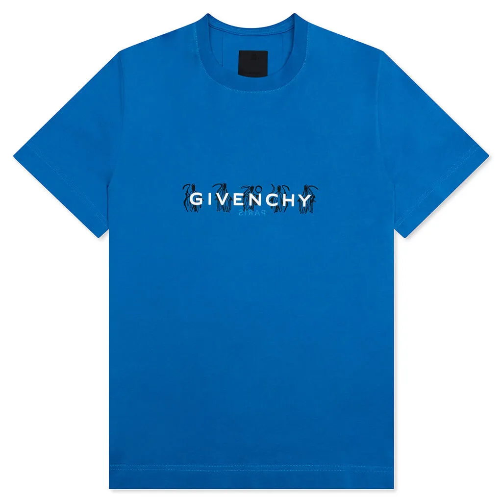 Slim Fit Reversed Print T-Shirt - Bright Blue