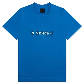 Slim Fit Reversed Print T-Shirt - Bright Blue