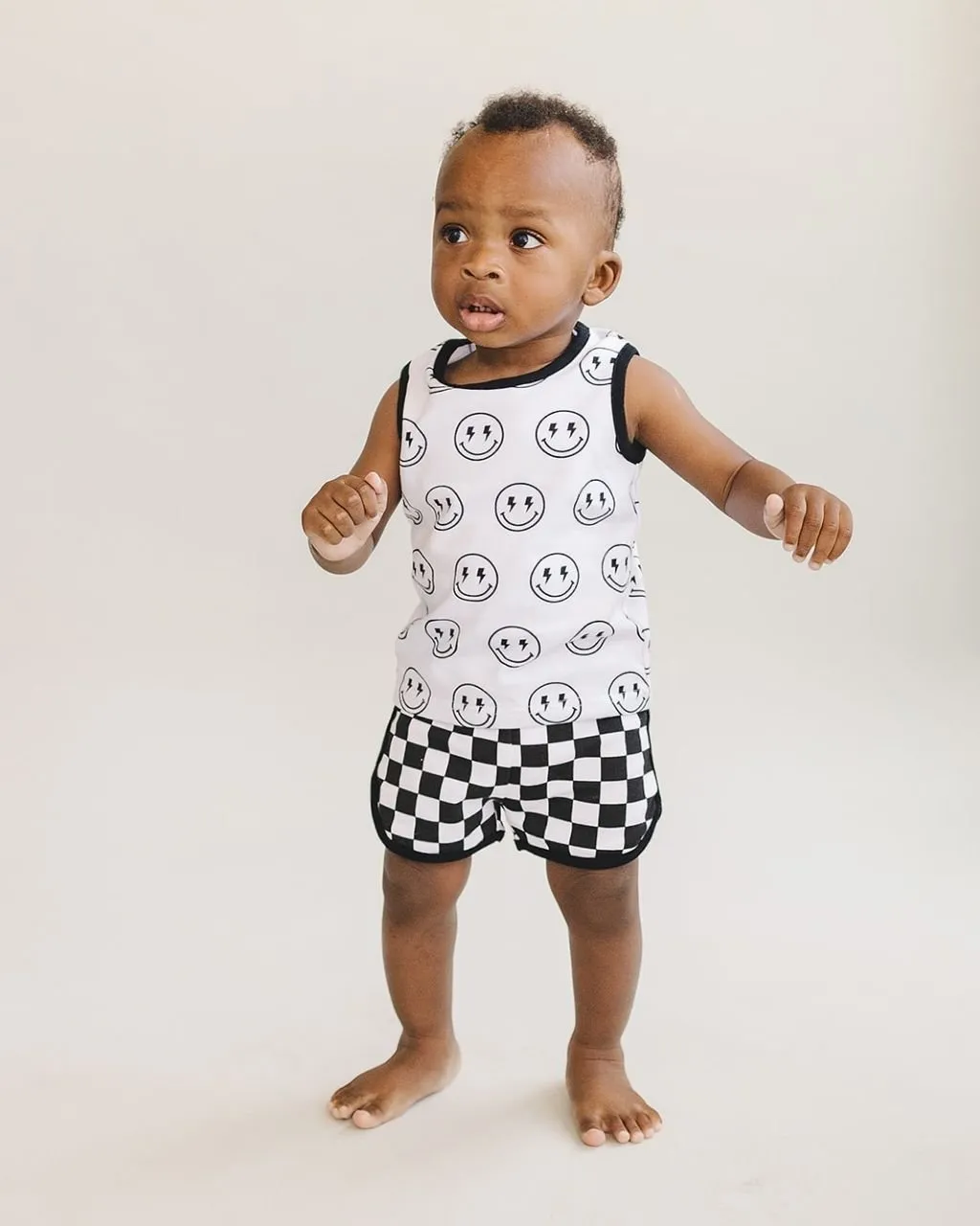 Tank & Shorts Set | Checkered Smiley