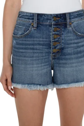 The Christine Hi-Rise A-Line Denim Shorts - Claymont